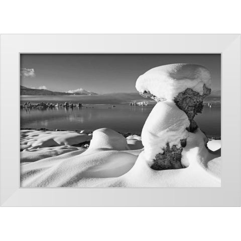 USA, California, Mono Lake Snow-covered tufa White Modern Wood Framed Art Print by Flaherty, Dennis