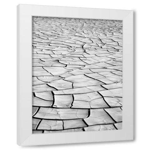California, Death Valley Patterns in dried mud White Modern Wood Framed Art Print by Flaherty, Dennis