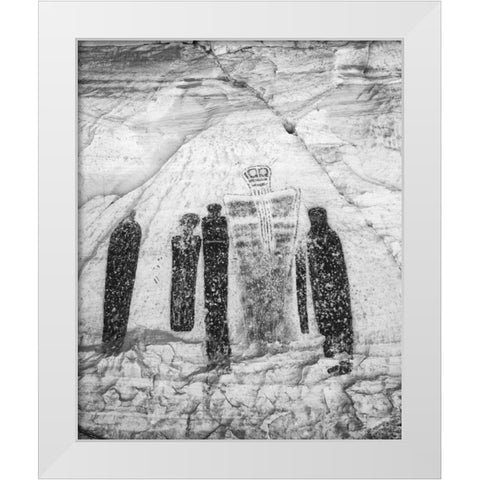 UT, Canyonlands NP, Horseshoe Canyon Pictographs White Modern Wood Framed Art Print by Flaherty, Dennis