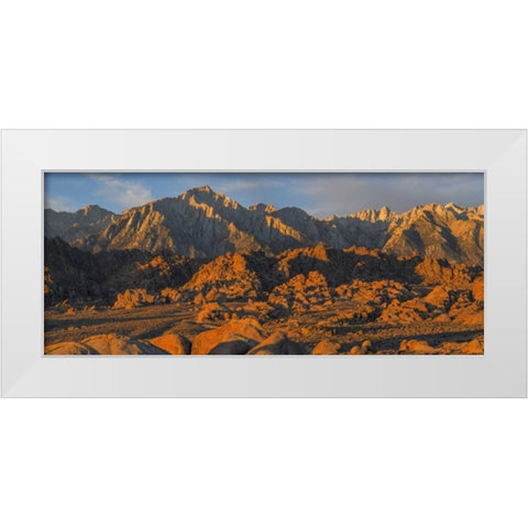 CA, Alabama Hills Panoramic of landscape White Modern Wood Framed Art Print by Paulson, Don