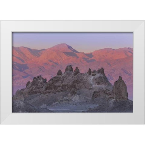 USA, California Sunset on Trona Pinnacles White Modern Wood Framed Art Print by Paulson, Don
