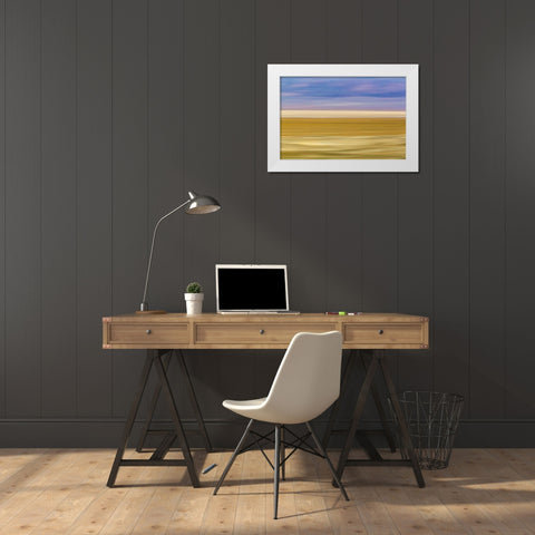 CA, Trona Pinnacles Blurred abstract of desert White Modern Wood Framed Art Print by Paulson, Don