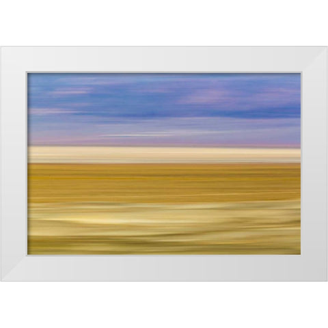 CA, Trona Pinnacles Blurred abstract of desert White Modern Wood Framed Art Print by Paulson, Don