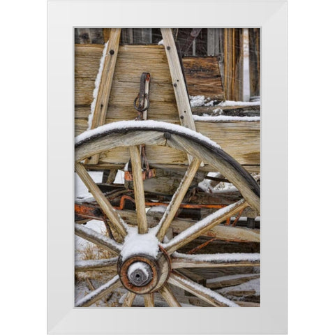 USA, California, Bodie Close-up of wagon wheel White Modern Wood Framed Art Print by Paulson, Don