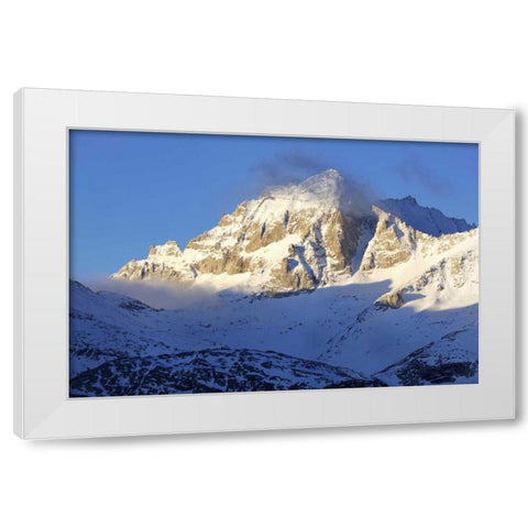 CA, Sierra Nevada Snow on mountain at sunrise White Modern Wood Framed Art Print by Flaherty, Dennis