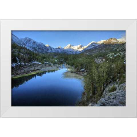 California, Sierra Nevada Mack Lake at sunrise White Modern Wood Framed Art Print by Flaherty, Dennis