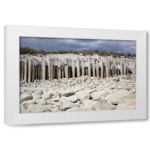 California, Mono County Volcanic rock pillars White Modern Wood Framed Art Print by Flaherty, Dennis