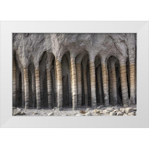 California, Mono County Volcanic rock pillars White Modern Wood Framed Art Print by Flaherty, Dennis