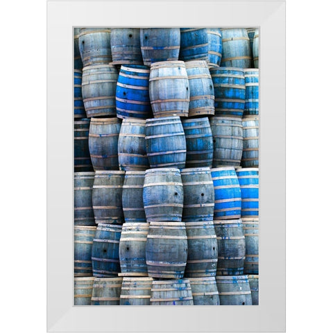 California San Luis Obispo Stacked wine barrels White Modern Wood Framed Art Print by Jaynes Gallery