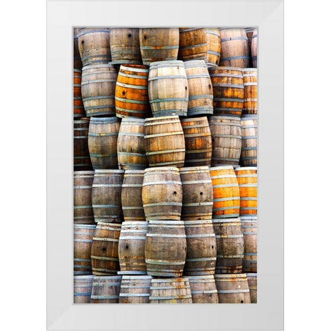 California San Luis Obispo Stacked wine barrels White Modern Wood Framed Art Print by Jaynes Gallery