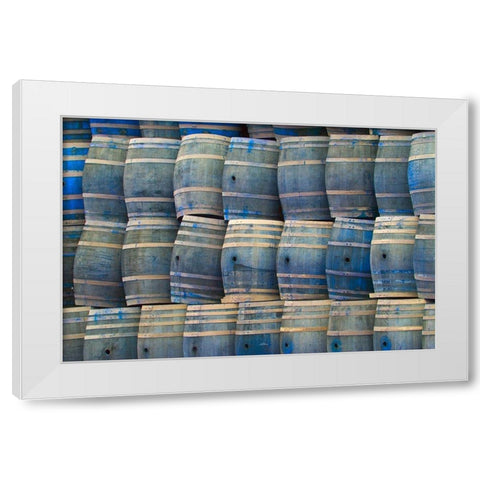 California San Luis Obispo Stacked wine barrels White Modern Wood Framed Art Print by Jaynes Gallery