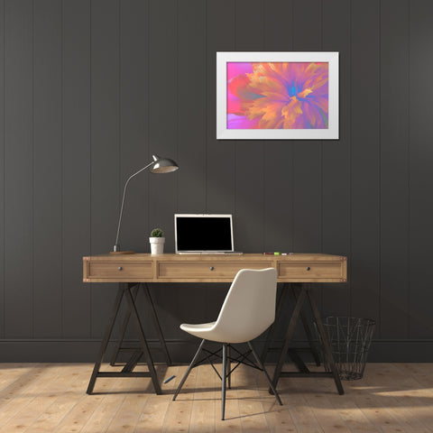 California Abstract of blooming peony flower White Modern Wood Framed Art Print by Jaynes Gallery