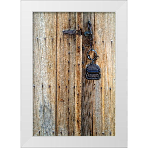 Usa-California Old latch and bolt-ghost town of Bodie White Modern Wood Framed Art Print by Sederquist, Betty