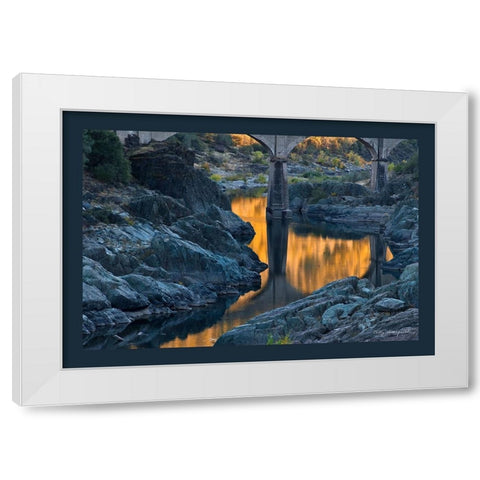 Usa-California This old railroad bridge crossing the North Fork of the American River White Modern Wood Framed Art Print by Sederquist, Betty