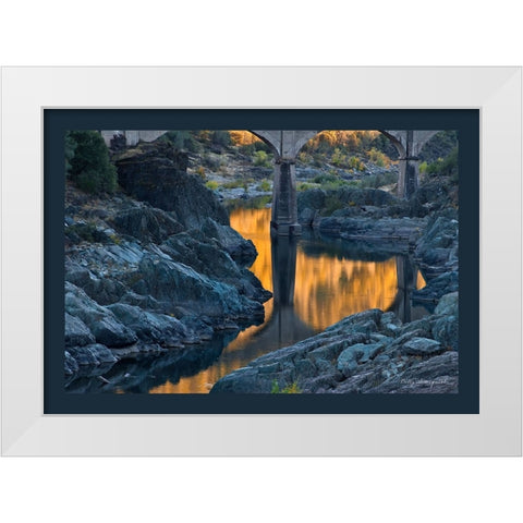 Usa-California This old railroad bridge crossing the North Fork of the American River White Modern Wood Framed Art Print by Sederquist, Betty