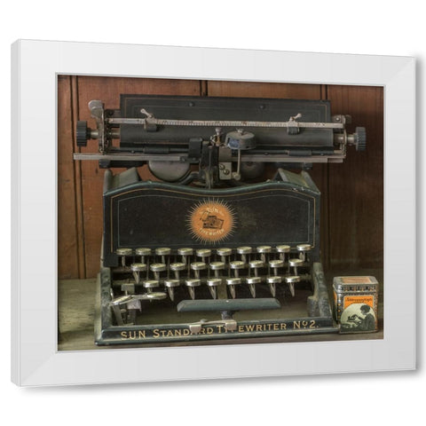 Antique typewriter White Modern Wood Framed Art Print by Sederquist, Betty