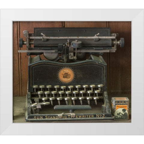 Antique typewriter White Modern Wood Framed Art Print by Sederquist, Betty