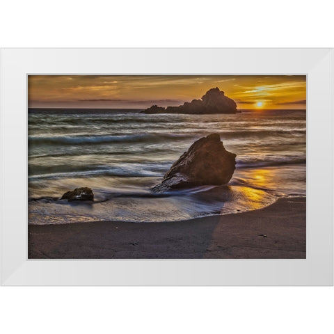 Pfeiffer Beach-Big Sur-California White Modern Wood Framed Art Print by Ford, John