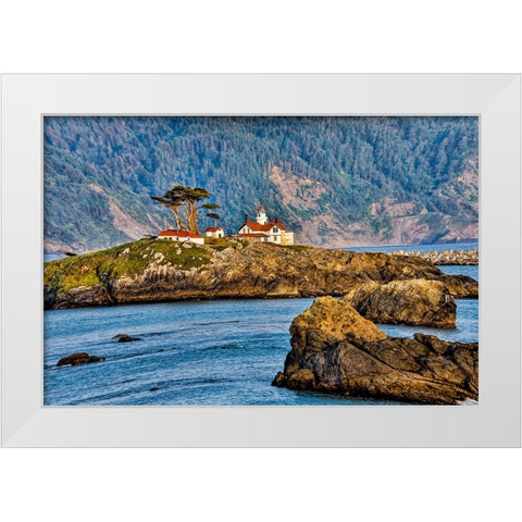 USA-California-Crescent City-Battery Light House White Modern Wood Framed Art Print by Restuccia, Joe III