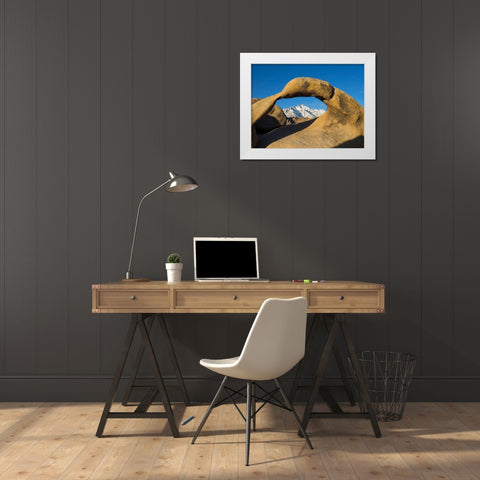 California Lone Pine-Alabama Hills-Mobius Arch and Lone Pine Peak White Modern Wood Framed Art Print by Wild, Jamie and Judy