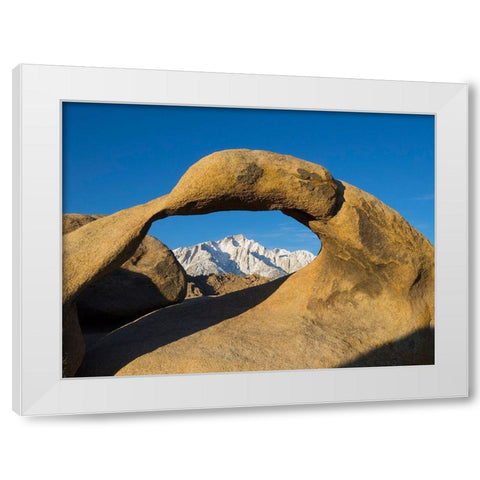 California Lone Pine-Alabama Hills-Mobius Arch and Lone Pine Peak White Modern Wood Framed Art Print by Wild, Jamie and Judy