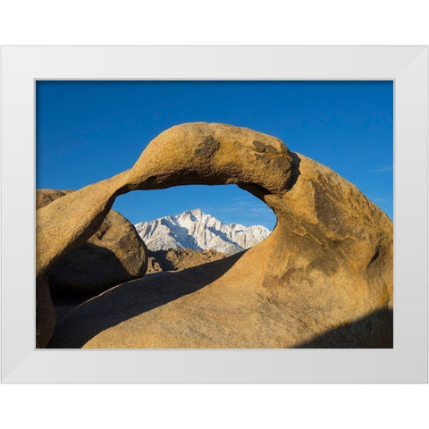 California Lone Pine-Alabama Hills-Mobius Arch and Lone Pine Peak White Modern Wood Framed Art Print by Wild, Jamie and Judy