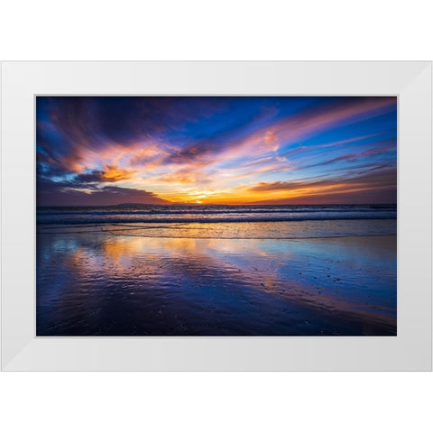 Sunset over the Channel Islands-Ventura-California-USA White Modern Wood Framed Art Print by Bishop, Russ