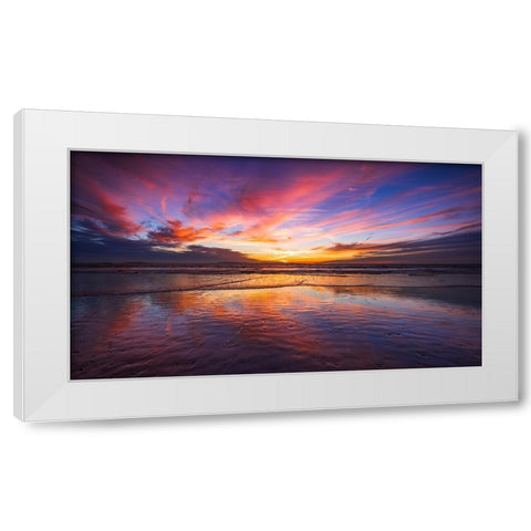 Sunset over the Channel Islands-Ventura-California-USA White Modern Wood Framed Art Print by Bishop, Russ