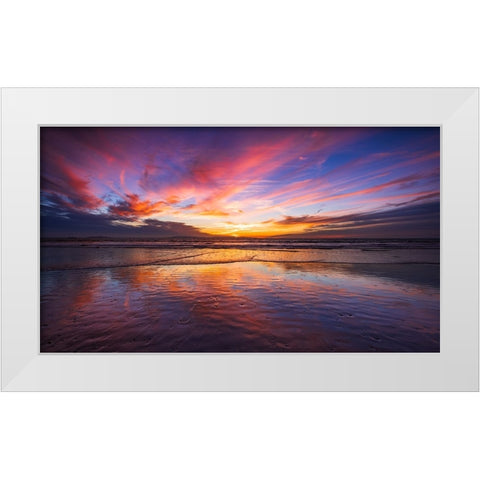 Sunset over the Channel Islands-Ventura-California-USA White Modern Wood Framed Art Print by Bishop, Russ