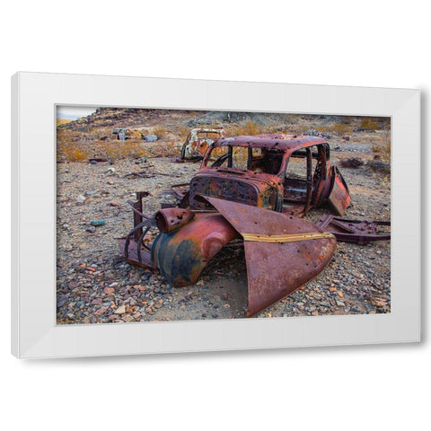 Brooklyn Mine Road- Old Dale Mining District- Mojave Desert- California White Modern Wood Framed Art Print by Muench, Zandria