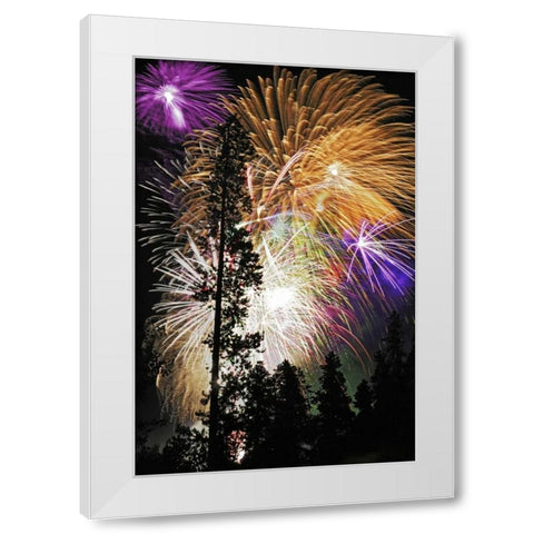 CO, Frisco Spectacular July 4th fireworks White Modern Wood Framed Art Print by Lord, Fred