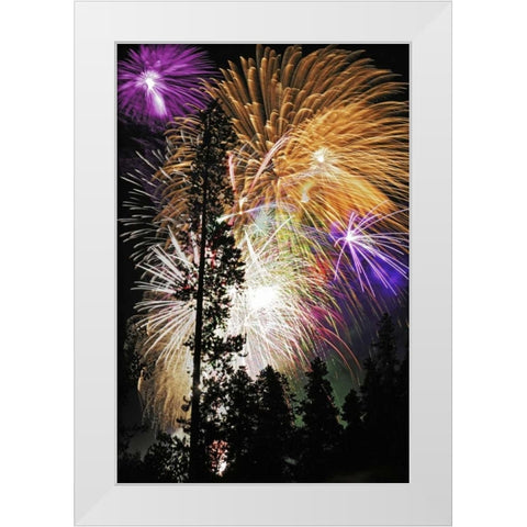 CO, Frisco Spectacular July 4th fireworks White Modern Wood Framed Art Print by Lord, Fred