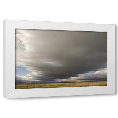 CO, North Park Storm clouds sweep across plain White Modern Wood Framed Art Print by Grall, Don