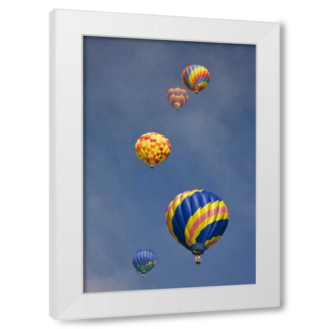 CO, Colorado Springs Hot air balloons in morning White Modern Wood Framed Art Print by Grall, Don