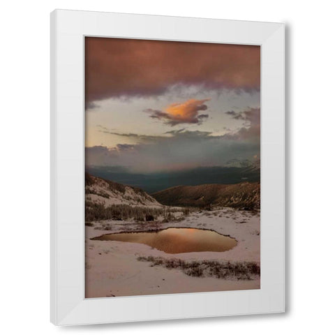 CO, Cottonwood Pass Sunset on alpine tarn White Modern Wood Framed Art Print by Grall, Don