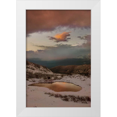 CO, Cottonwood Pass Sunset on alpine tarn White Modern Wood Framed Art Print by Grall, Don