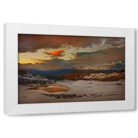 CO, Cottonwood Pass Sunset on alpine tarn White Modern Wood Framed Art Print by Grall, Don