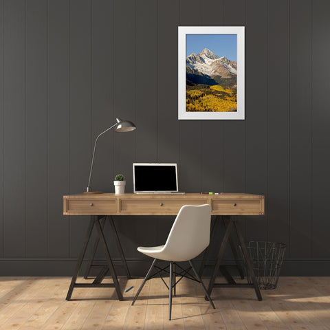 Colorado, San Juan Mts Wilson Peak in autumn White Modern Wood Framed Art Print by Grall, Don
