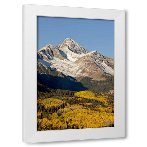 Colorado, San Juan Mts Wilson Peak in autumn White Modern Wood Framed Art Print by Grall, Don
