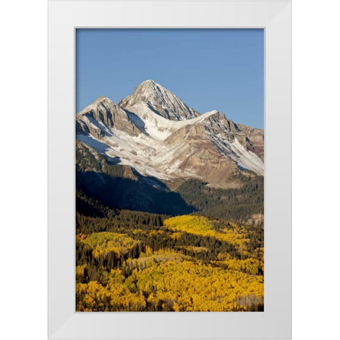 Colorado, San Juan Mts Wilson Peak in autumn White Modern Wood Framed Art Print by Grall, Don