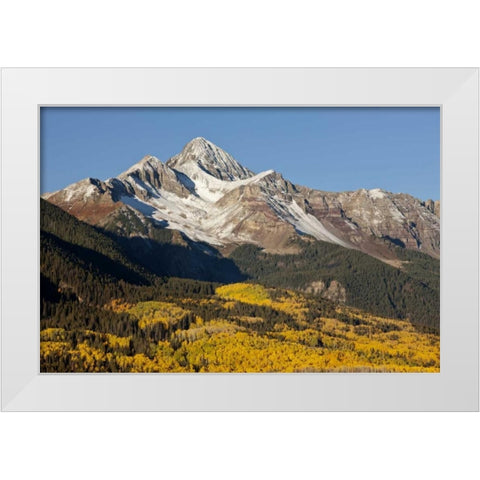 Colorado, San Juan Mts Wilson Peak in autumn White Modern Wood Framed Art Print by Grall, Don