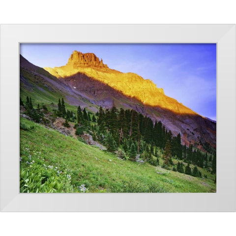USA, Colorado Sunset on Yankee Boy Basin White Modern Wood Framed Art Print by Flaherty, Dennis