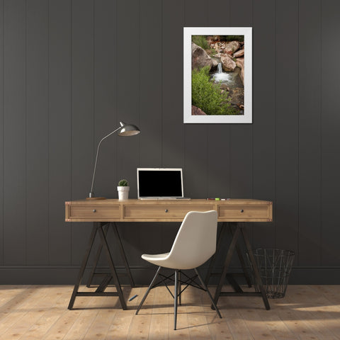 AZ, Grand Canyon, Deer Creek waterfall and pool White Modern Wood Framed Art Print by Grall, Don