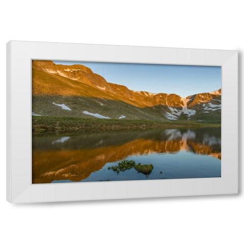 CO, Mt Evans Summit Lake reflection at sunrise White Modern Wood Framed Art Print by Illg, Cathy and Gordon