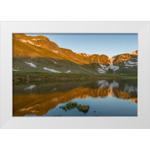 CO, Mt Evans Summit Lake reflection at sunrise White Modern Wood Framed Art Print by Illg, Cathy and Gordon