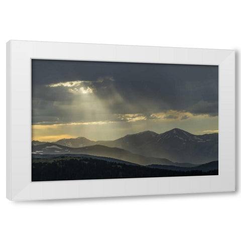 CO, Mt Evans Landscape of rain and God rays White Modern Wood Framed Art Print by Illg, Cathy and Gordon