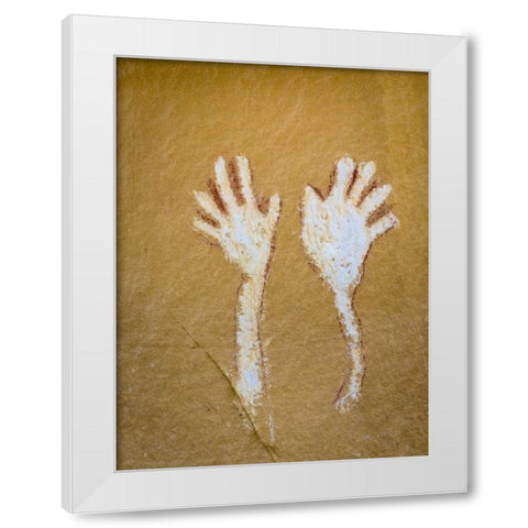 CO,  Canyon Pintado District, Pictograph of hands White Modern Wood Framed Art Print by Paulson, Don