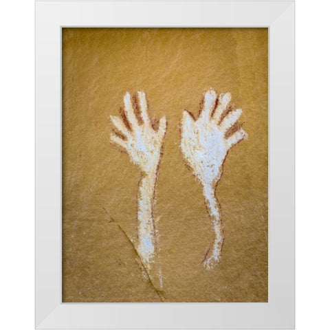 CO,  Canyon Pintado District, Pictograph of hands White Modern Wood Framed Art Print by Paulson, Don