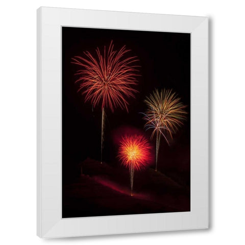 USA, Colorado, Salida July 4th fireworks display White Modern Wood Framed Art Print by Grall, Don