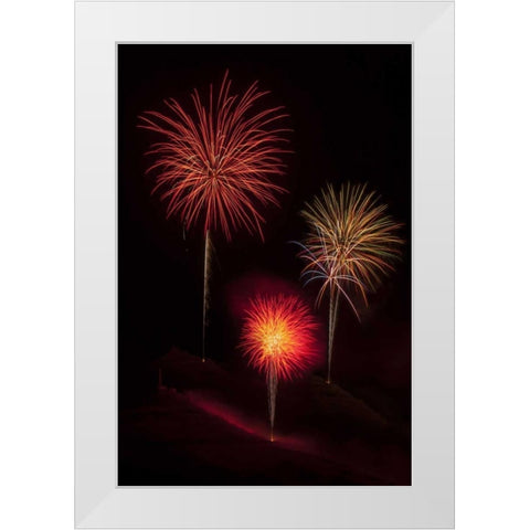 USA, Colorado, Salida July 4th fireworks display White Modern Wood Framed Art Print by Grall, Don